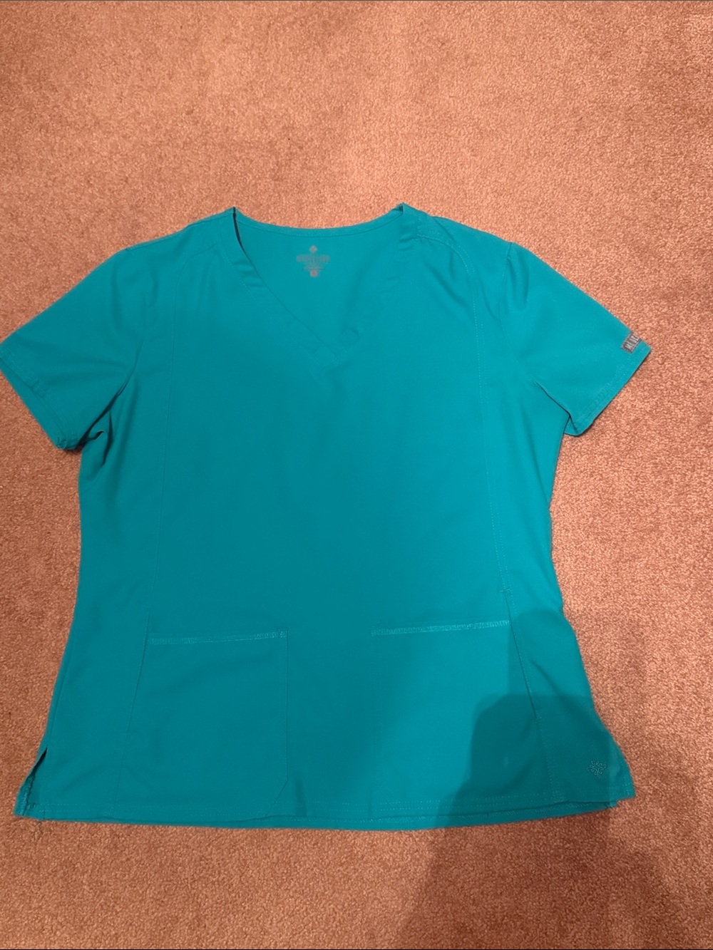 Med Couture Teal V-Neck Short Sleeve Scrub Top